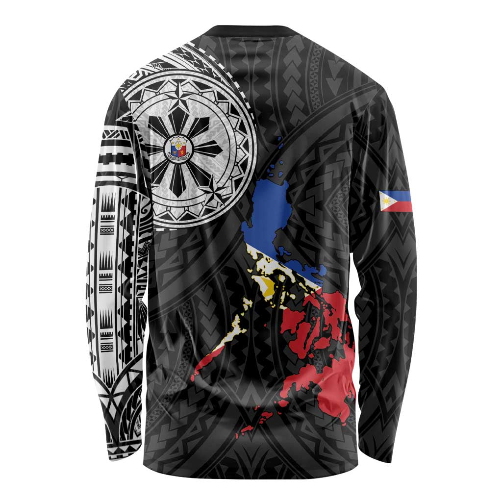 Philippines Strong Long Sleeve Shirt Filipino Map Polynesian Tattoo - Polynesian Pride