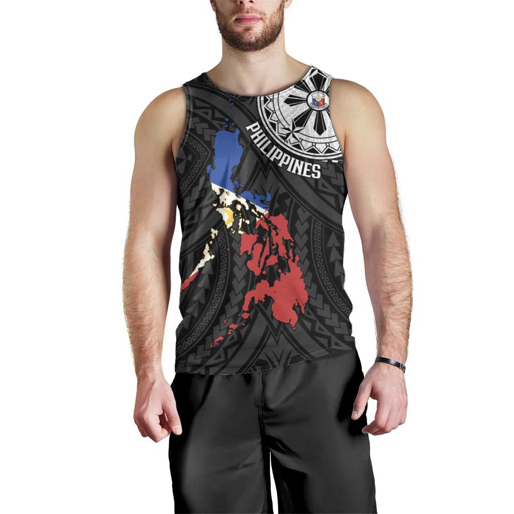 Philippines Strong Men Tank Top Filipino Map Polynesian Tattoo - Polynesian Pride
