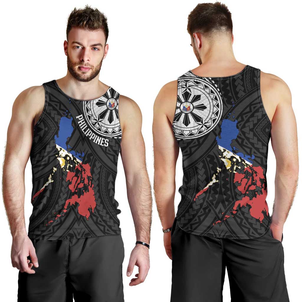 Philippines Strong Men Tank Top Filipino Map Polynesian Tattoo - Polynesian Pride
