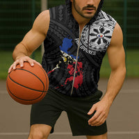 Philippines Strong Sleeveless Zip Hoodie Filipino Map Polynesian Tattoo - Polynesian Pride