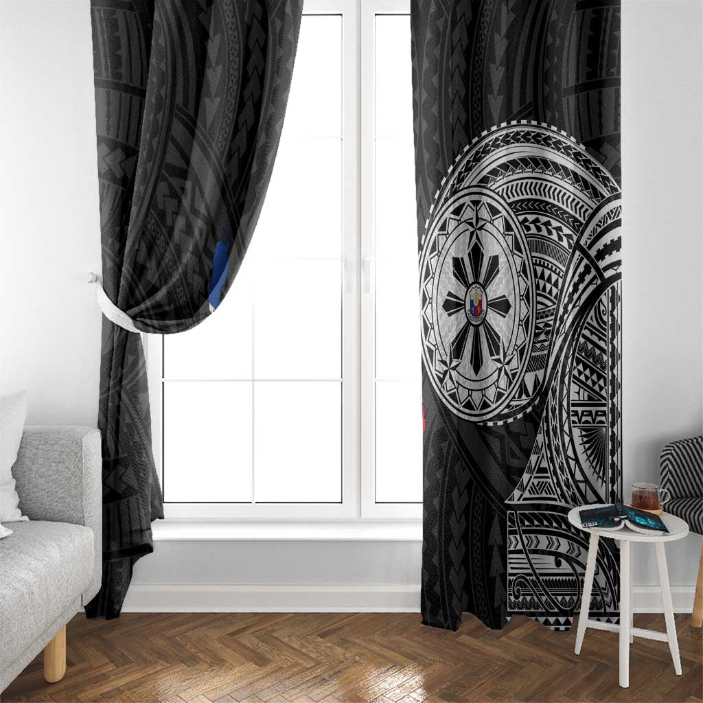 Philippines Strong Window Curtain Filipino Map Polynesian Tattoo - Polynesian Pride