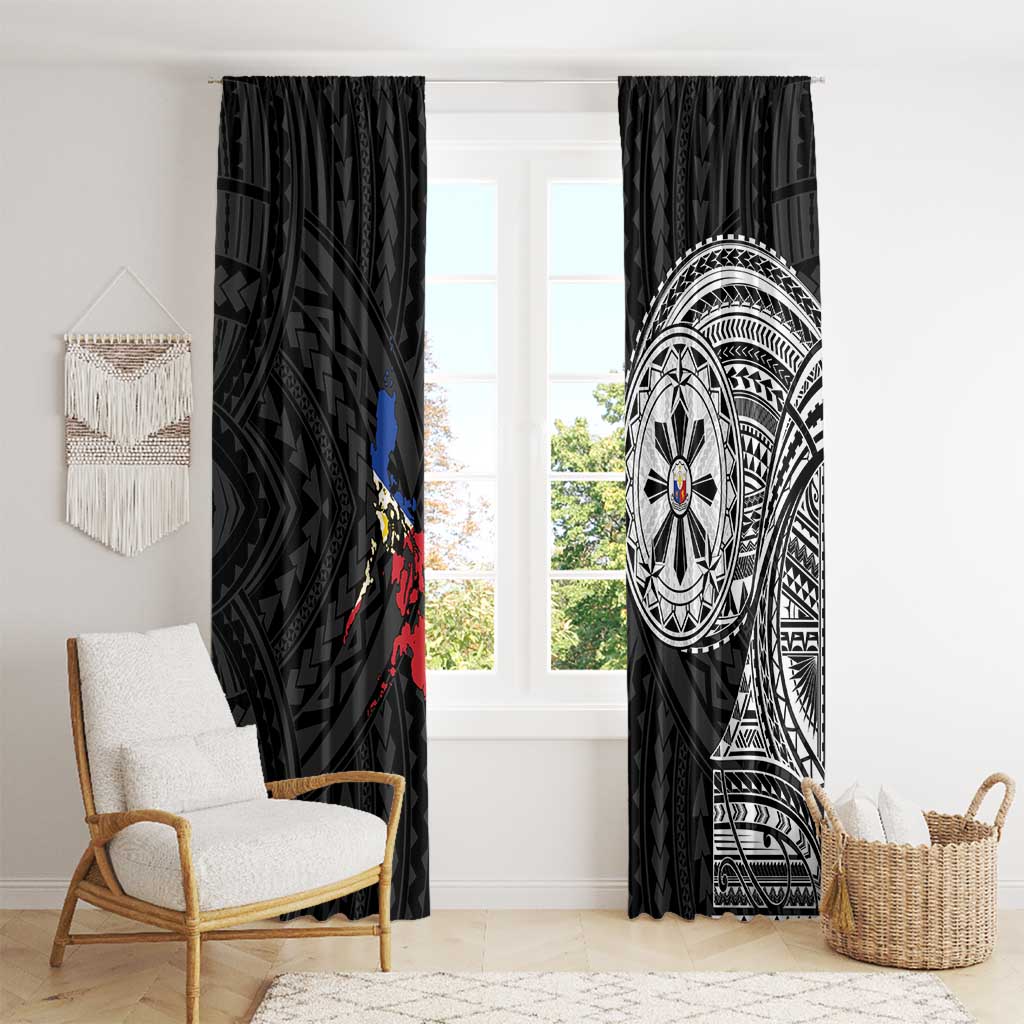 Philippines Strong Window Curtain Filipino Map Polynesian Tattoo - Polynesian Pride