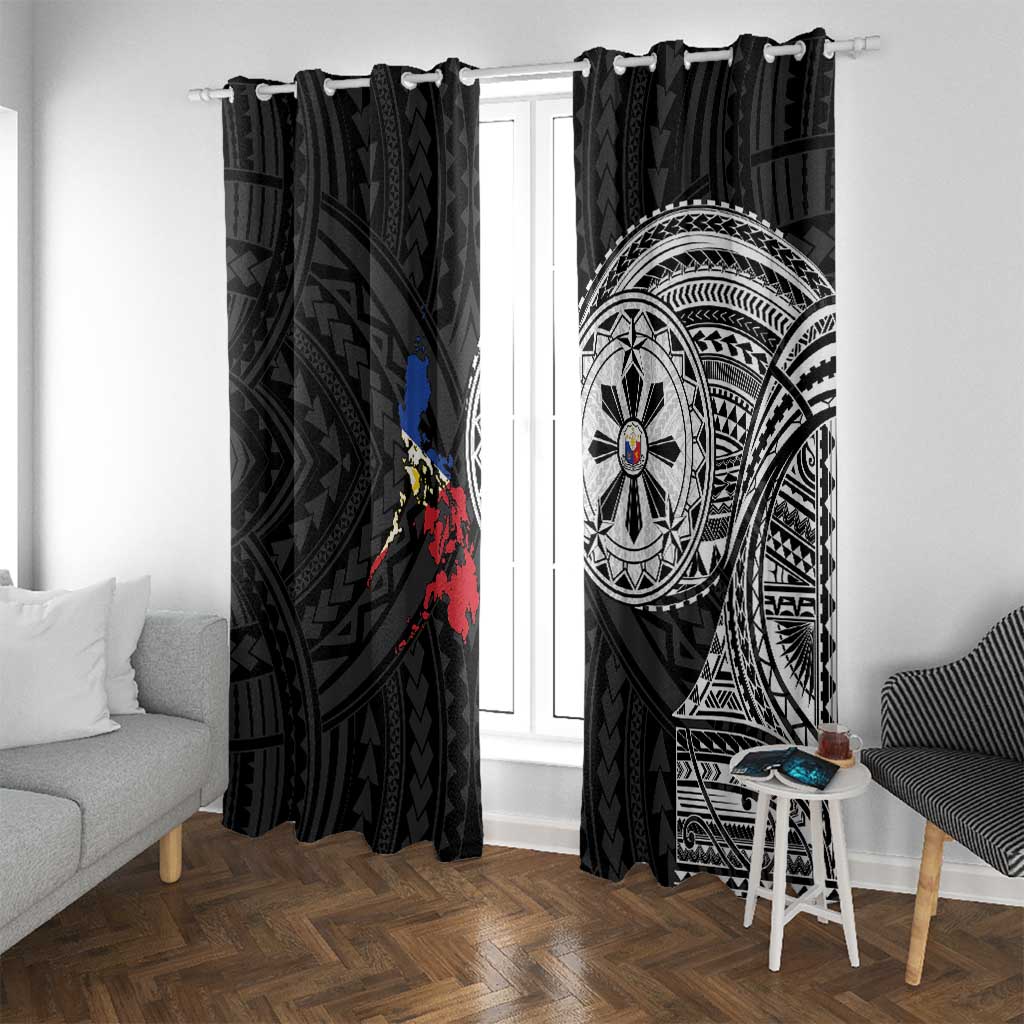 Philippines Strong Window Curtain Filipino Map Polynesian Tattoo - Polynesian Pride