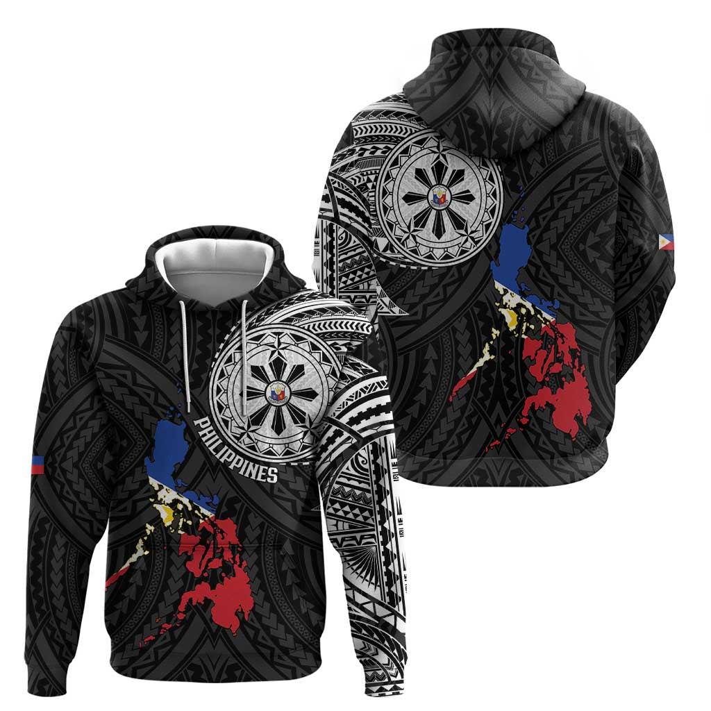 Philippines Strong Zip Hoodie Filipino Map Polynesian Tattoo - Polynesian Pride