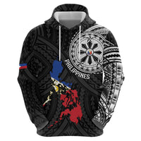 Philippines Strong Zip Hoodie Filipino Map Polynesian Tattoo - Polynesian Pride