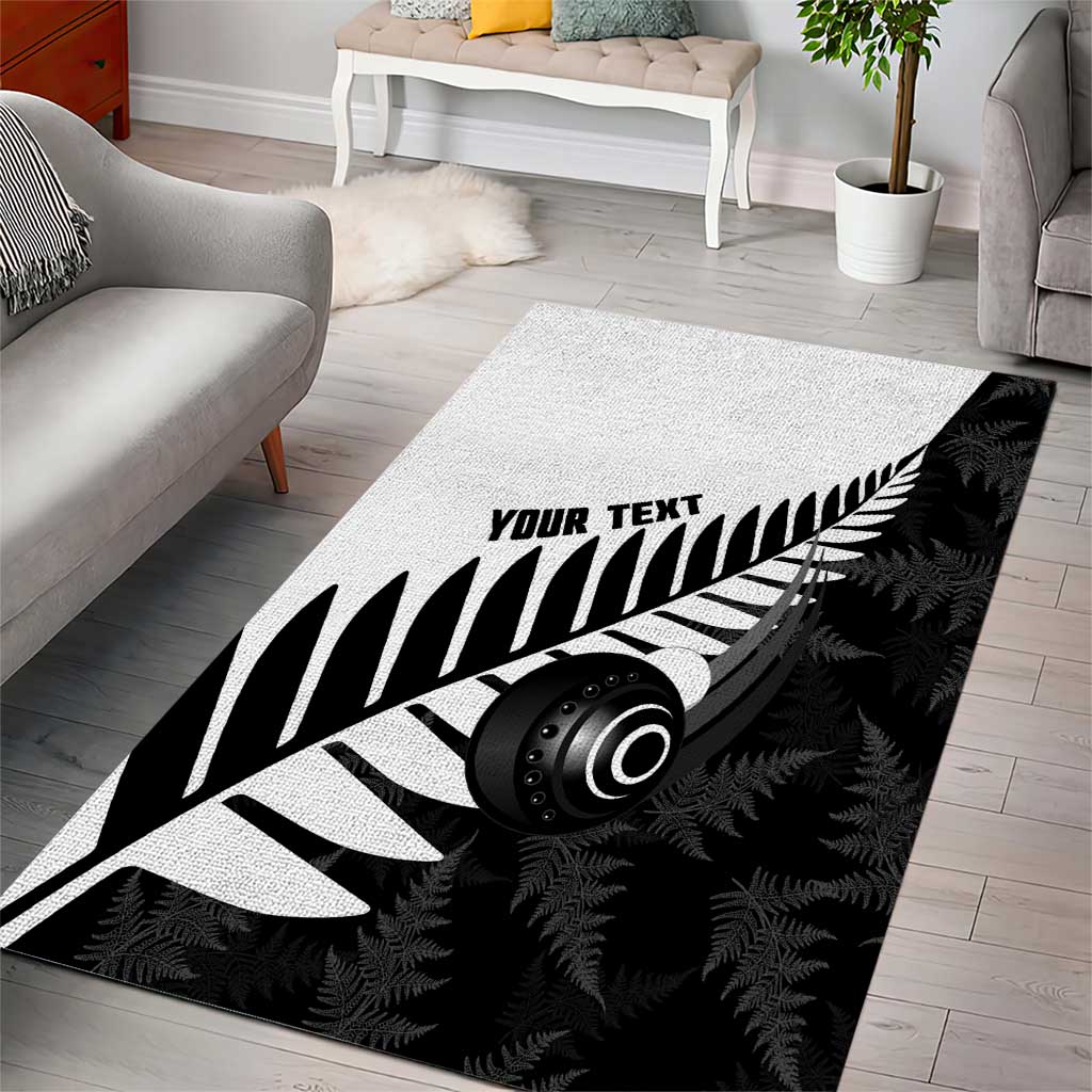 New Zealand Lawn Bowls Custom Area Rug Aotearoa Silver Fern - Polynesian Pride