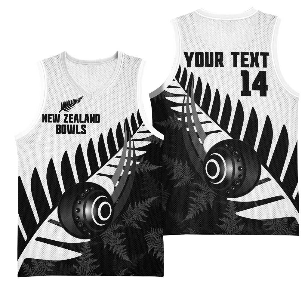 New Zealand Lawn Bowls Custom Basketball Jersey Aotearoa Silver Fern - Polynesian Pride