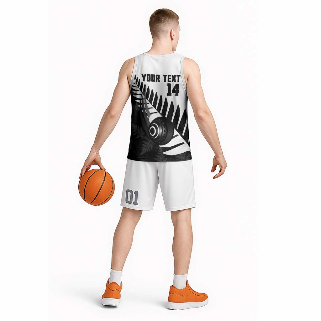 New Zealand Lawn Bowls Custom Basketball Jersey Aotearoa Silver Fern - Polynesian Pride