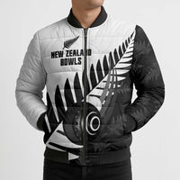 New Zealand Lawn Bowls Custom Bomber Puffer Jacket Aotearoa Silver Fern - Polynesian Pride