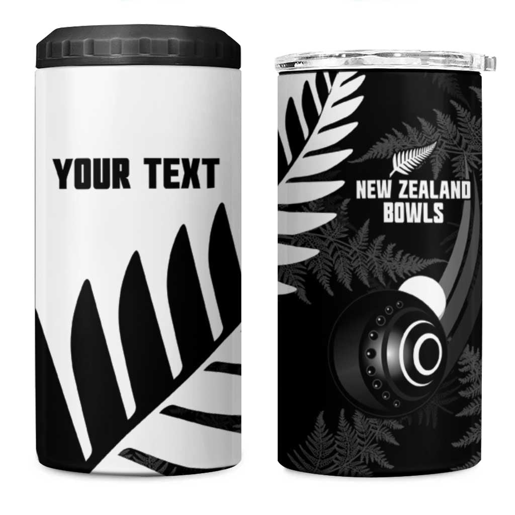 New Zealand Lawn Bowls Custom 4 in 1 Can Cooler Tumbler Aotearoa Silver Fern - Polynesian Pride