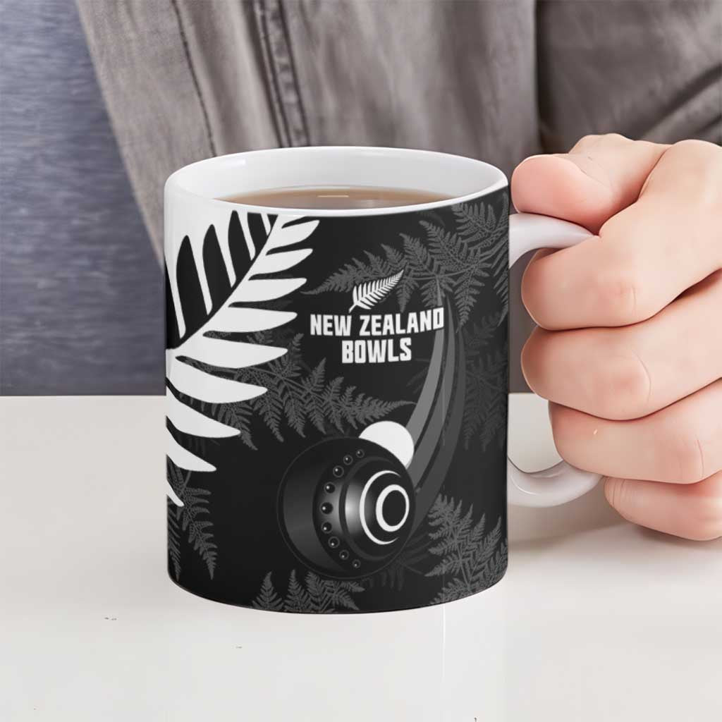 New Zealand Lawn Bowls Custom Ceramic Mug Aotearoa Silver Fern - Polynesian Pride
