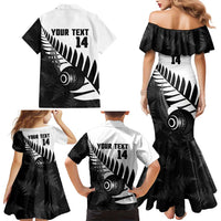 New Zealand Lawn Bowls Custom Family Matching Mermaid Dress and Hawaiian Shirt Aotearoa Silver Fern - Polynesian Pride