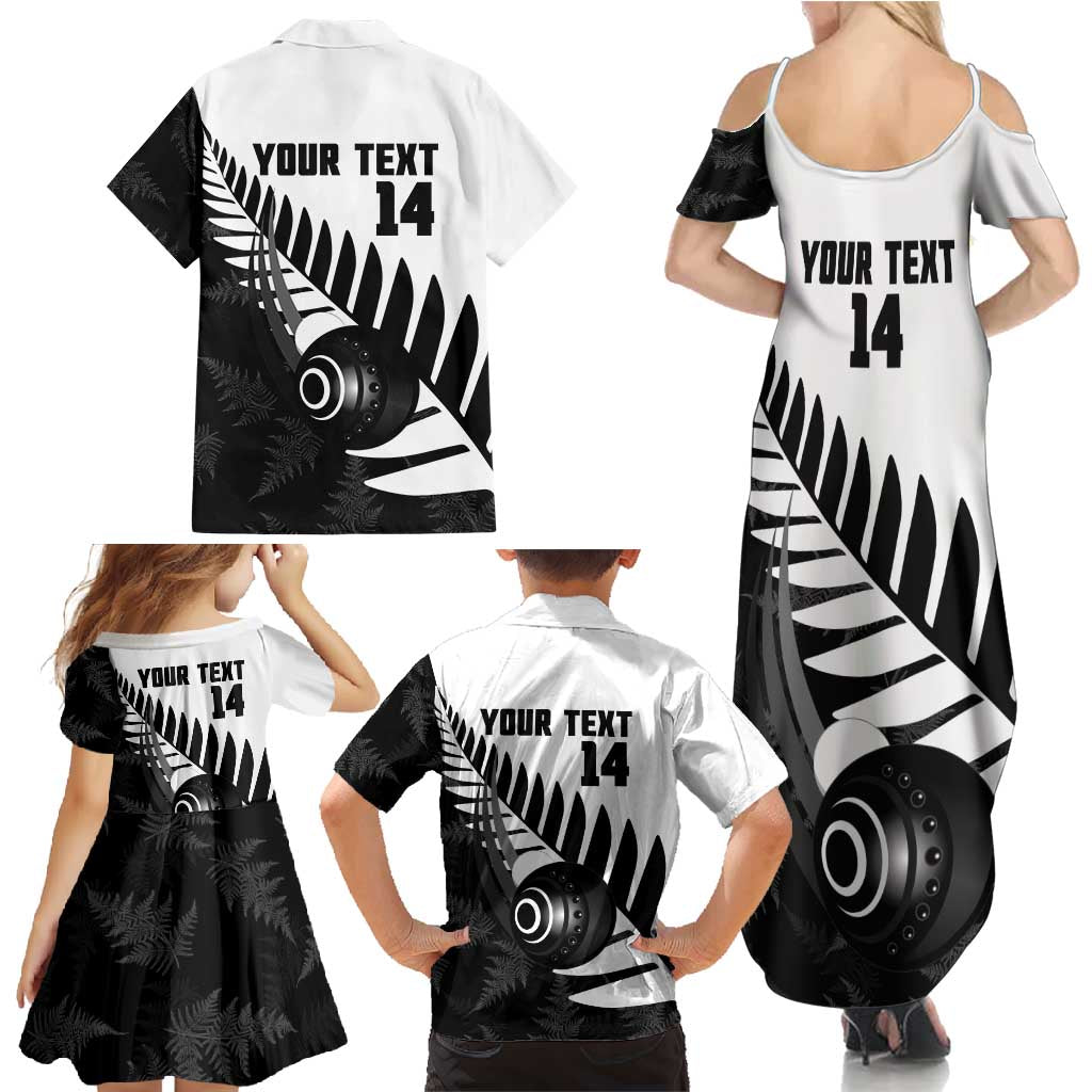 New Zealand Lawn Bowls Custom Family Matching Summer Maxi Dress and Hawaiian Shirt Aotearoa Silver Fern - Polynesian Pride
