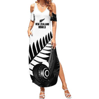 New Zealand Lawn Bowls Custom Family Matching Summer Maxi Dress and Hawaiian Shirt Aotearoa Silver Fern - Polynesian Pride
