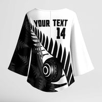 New Zealand Lawn Bowls Custom Kimono Sleeve Blouse Aotearoa Silver Fern LT14 - Polynesian Pride