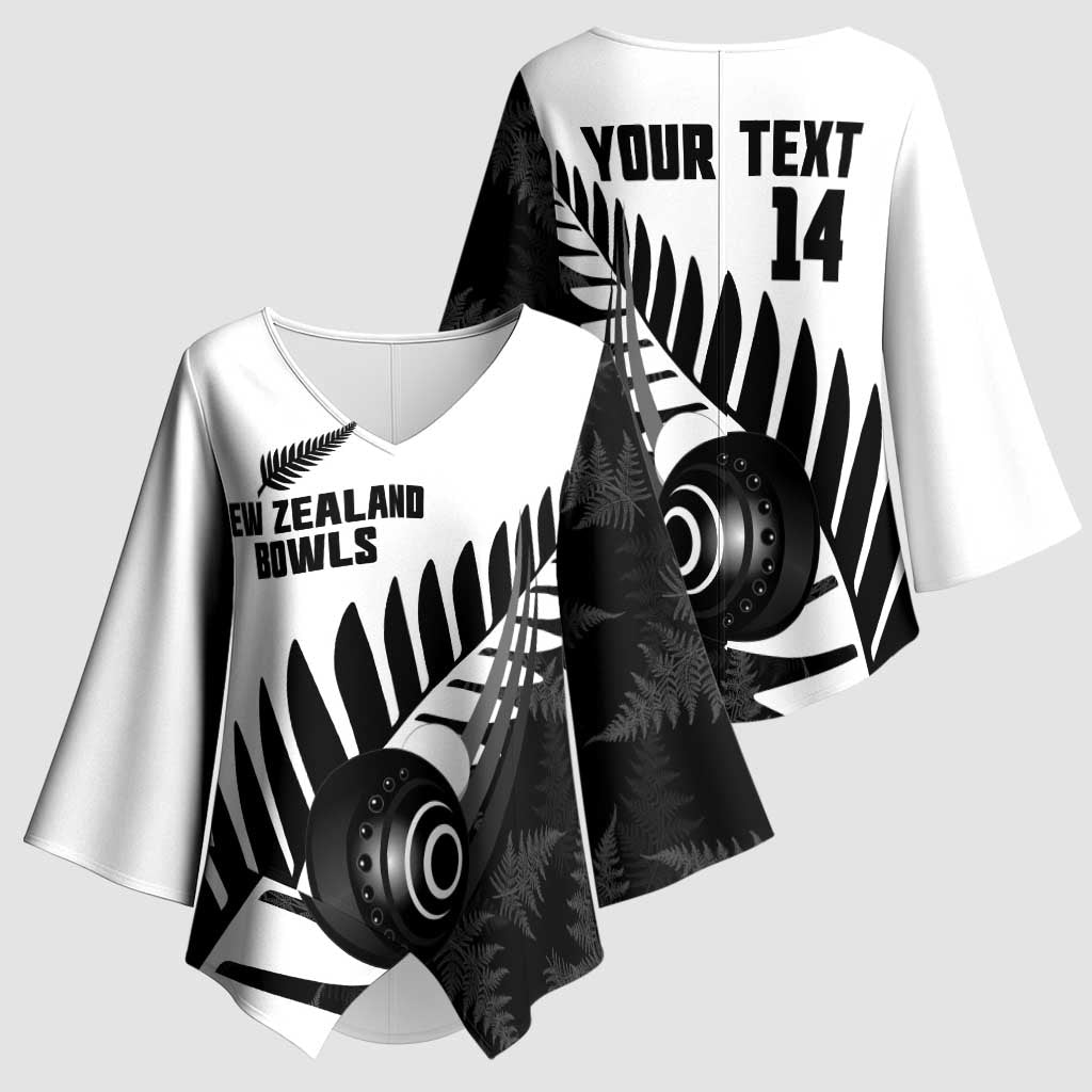 New Zealand Lawn Bowls Custom Kimono Sleeve Blouse Aotearoa Silver Fern LT14 - Polynesian Pride