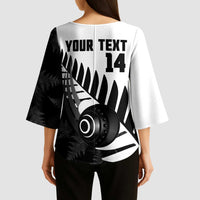 New Zealand Lawn Bowls Custom Kimono Sleeve Blouse Aotearoa Silver Fern LT14 - Polynesian Pride
