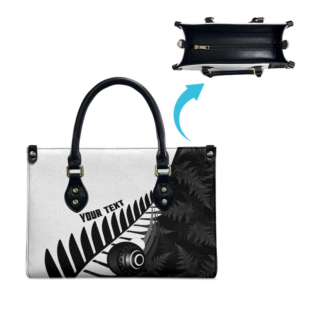 New Zealand Lawn Bowls Custom Leather Bag Aotearoa Silver Fern - Polynesian Pride