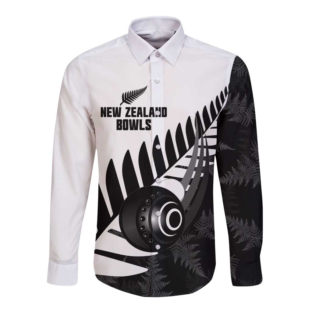 New Zealand Lawn Bowls Custom Long Sleeve Button Shirt Aotearoa Silver Fern - Polynesian Pride