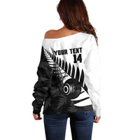 New Zealand Lawn Bowls Custom Off Shoulder Sweater Aotearoa Silver Fern - Polynesian Pride