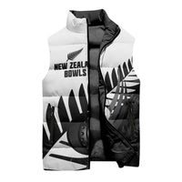 New Zealand Lawn Bowls Custom Sleeveless Puffer Jacket Aotearoa Silver Fern - Polynesian Pride