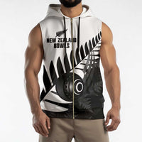 New Zealand Lawn Bowls Custom Sleeveless Zip Hoodie Aotearoa Silver Fern - Polynesian Pride