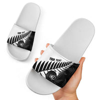 New Zealand Lawn Bowls Custom Slide Sandals Aotearoa Silver Fern - Polynesian Pride