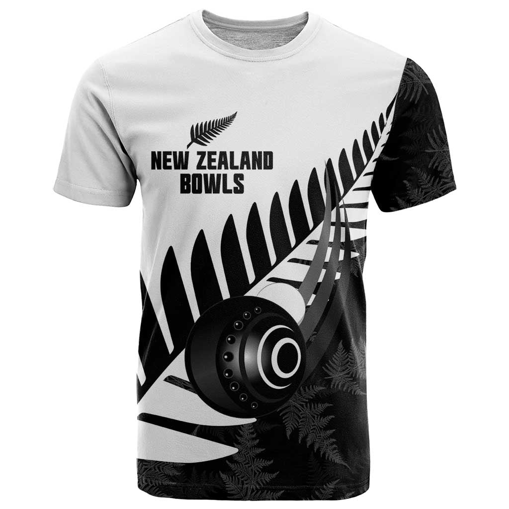 New Zealand Lawn Bowls Custom T Shirt Aotearoa Silver Fern - Polynesian Pride