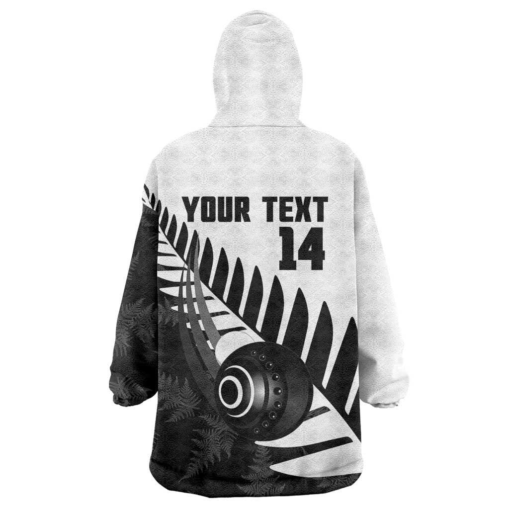 New Zealand Lawn Bowls Custom Wearable Blanket Hoodie Aotearoa Silver Fern - Polynesian Pride