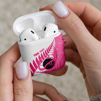 New Zealand Lawn Bowls Breast Cancer Custom AirPods Case Aotearoa Maori Silver Fern Pink Ribbon - Polynesian Pride