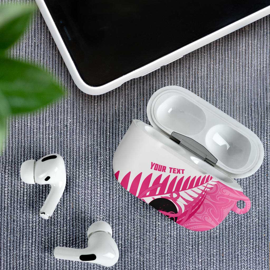 New Zealand Lawn Bowls Breast Cancer Custom AirPods Case Aotearoa Maori Silver Fern Pink Ribbon - Polynesian Pride