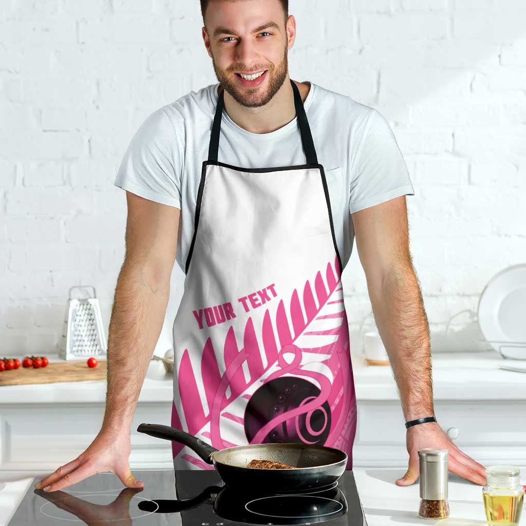 New Zealand Lawn Bowls Breast Cancer Custom Apron Aotearoa Maori Silver Fern Pink Ribbon - Polynesian Pride