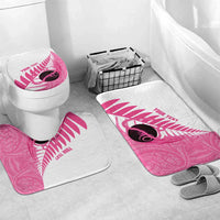 New Zealand Lawn Bowls Breast Cancer Custom Bathroom Set Aotearoa Maori Silver Fern Pink Ribbon - Polynesian Pride