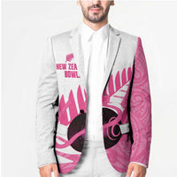 New Zealand Lawn Bowls Breast Cancer Custom Blazer Aotearoa Maori Silver Fern Pink Ribbon - Polynesian Pride