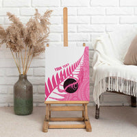 New Zealand Lawn Bowls Breast Cancer Custom Canvas Wall Art Aotearoa Maori Silver Fern Pink Ribbon - Polynesian Pride