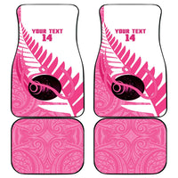 New Zealand Lawn Bowls Breast Cancer Custom Car Mats Aotearoa Maori Silver Fern Pink Ribbon - Polynesian Pride