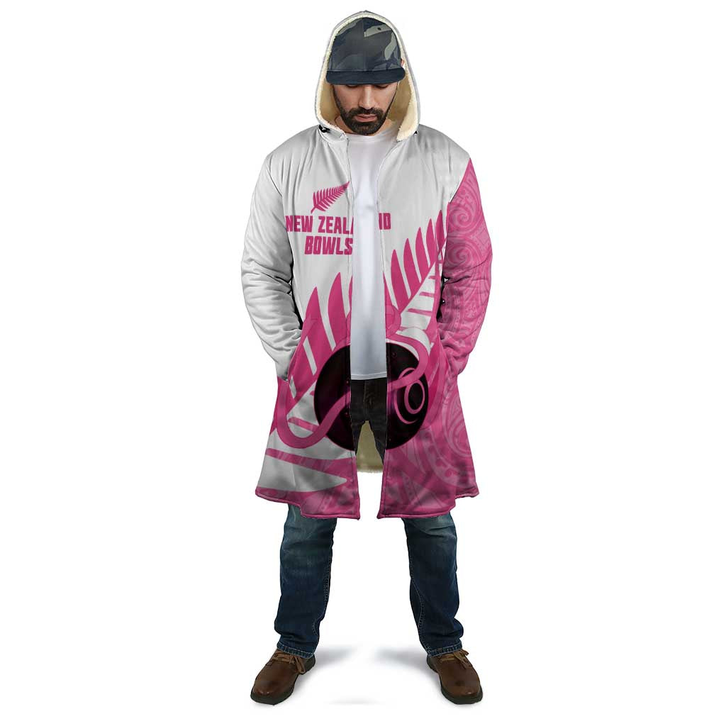 New Zealand Lawn Bowls Breast Cancer Custom Cloak Aotearoa Maori Silver Fern Pink Ribbon - Polynesian Pride