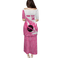 New Zealand Lawn Bowls Breast Cancer Custom Family Matching Puletasi and Hawaiian Shirt Aotearoa Maori Silver Fern Pink Ribbon LT14 - Polynesian Pride