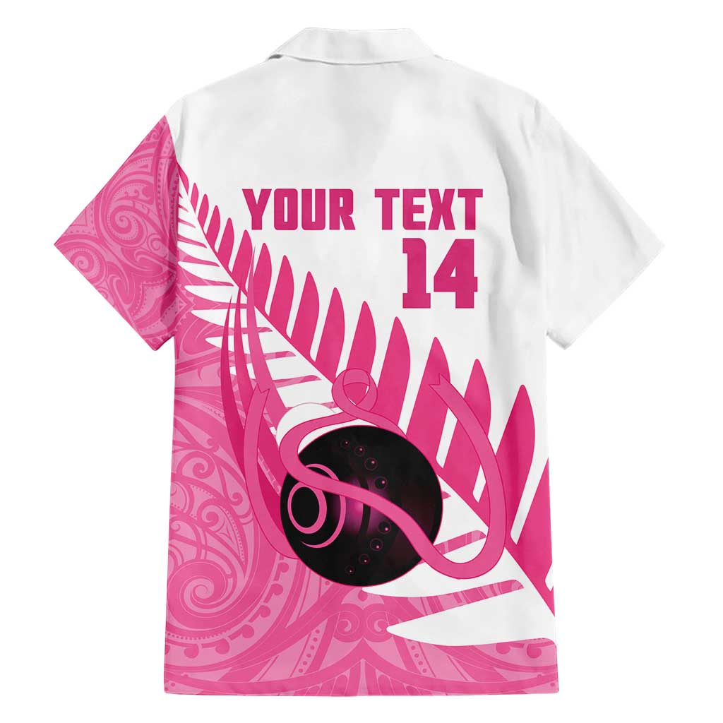 New Zealand Lawn Bowls Breast Cancer Custom Family Matching Short Sleeve Bodycon Dress and Hawaiian Shirt Aotearoa Maori Silver Fern Pink Ribbon - Polynesian Pride