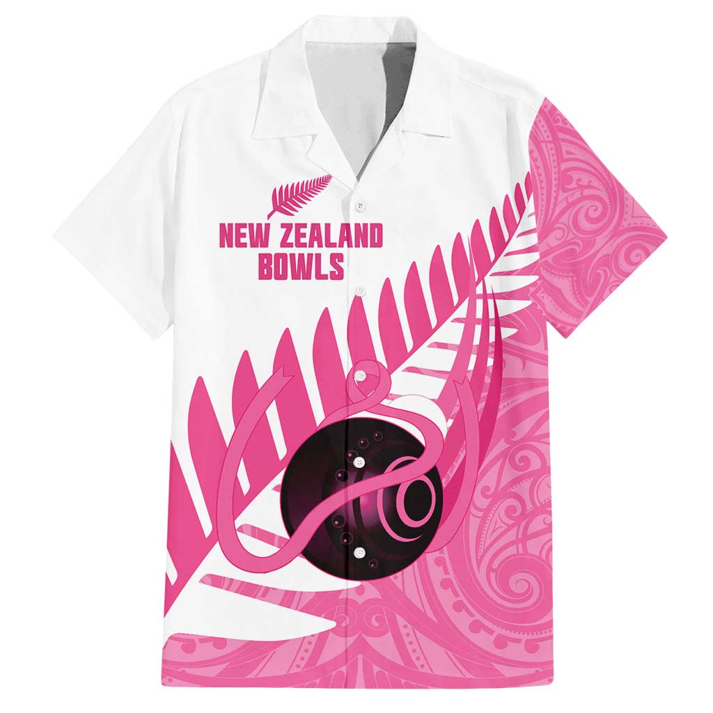 New Zealand Lawn Bowls Breast Cancer Custom Family Matching Tank Maxi Dress and Hawaiian Shirt Aotearoa Maori Silver Fern Pink Ribbon - Polynesian Pride