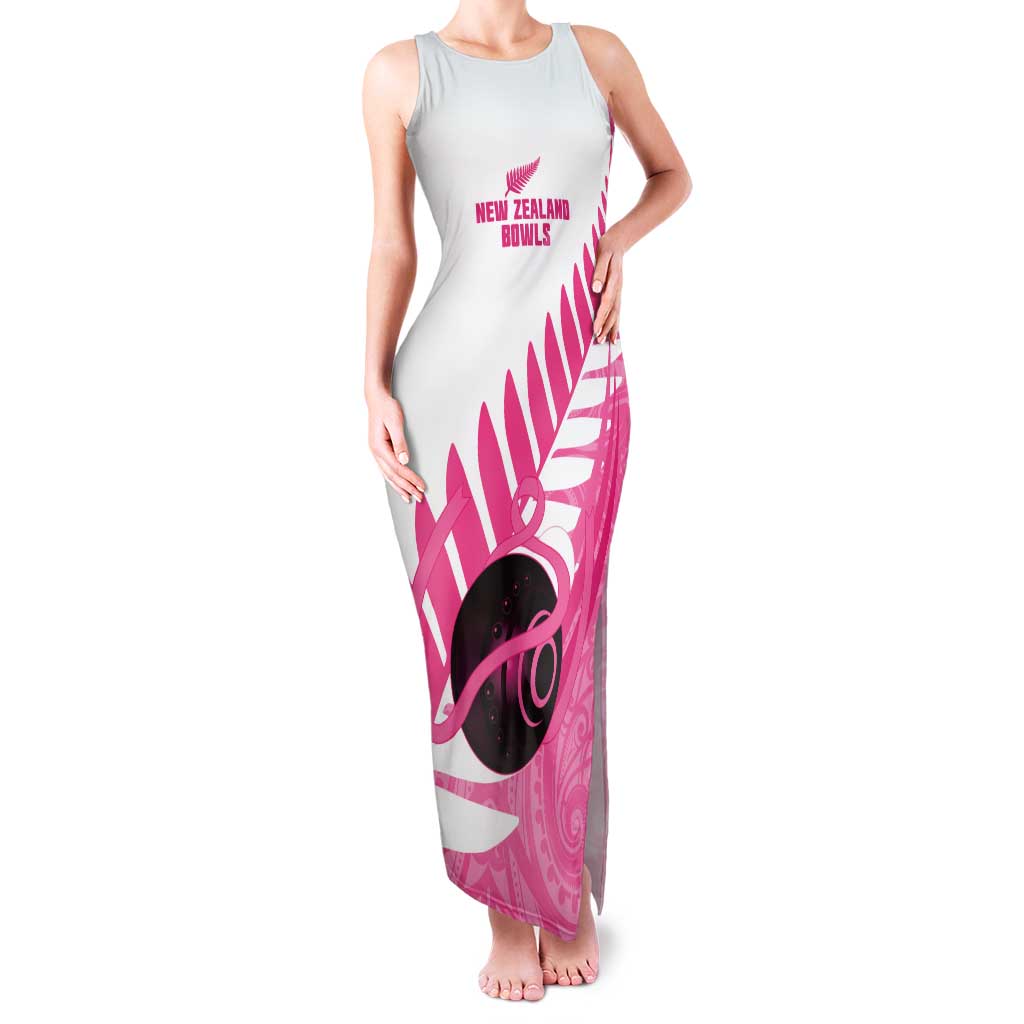 New Zealand Lawn Bowls Breast Cancer Custom Family Matching Tank Maxi Dress and Hawaiian Shirt Aotearoa Maori Silver Fern Pink Ribbon - Polynesian Pride