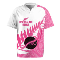 New Zealand Lawn Bowls Breast Cancer Custom Rugby Jersey Aotearoa Maori Silver Fern Pink Ribbon - Polynesian Pride
