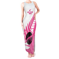 New Zealand Lawn Bowls Breast Cancer Custom Tank Maxi Dress Aotearoa Maori Silver Fern Pink Ribbon - Polynesian Pride