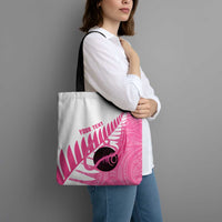 New Zealand Lawn Bowls Breast Cancer Custom Tote Bag Aotearoa Maori Silver Fern Pink Ribbon - Polynesian Pride