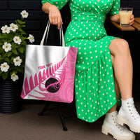New Zealand Lawn Bowls Breast Cancer Custom Tote Bag Aotearoa Maori Silver Fern Pink Ribbon - Polynesian Pride