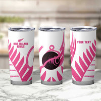 New Zealand Lawn Bowls Breast Cancer Custom Tumbler Cup Aotearoa Maori Silver Fern Pink Ribbon - Polynesian Pride