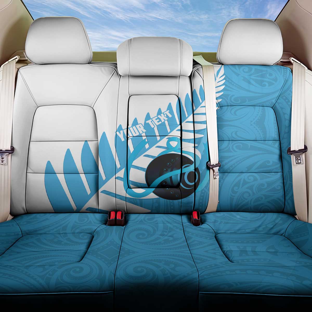 New Zealand Lawn Bowls Prostate Cancer Custom Back Car Seat Cover Aotearoa Maori Silver Fern Blue Ribbon - Polynesian Pride