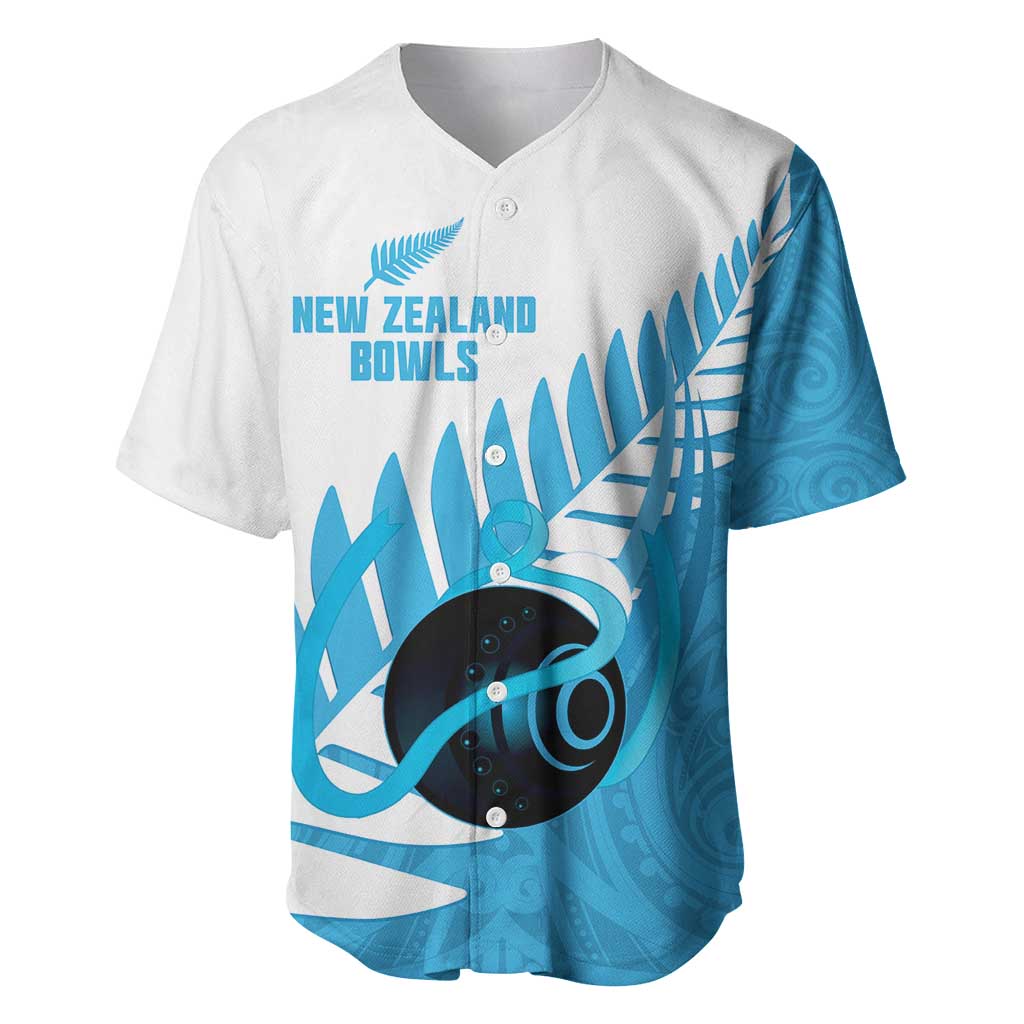 New Zealand Lawn Bowls Prostate Cancer Custom Baseball Jersey Aotearoa Maori Silver Fern Blue Ribbon - Polynesian Pride