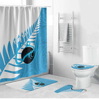 New Zealand Lawn Bowls Prostate Cancer Custom Bathroom Set Aotearoa Maori Silver Fern Blue Ribbon - Polynesian Pride