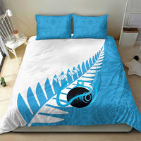 New Zealand Lawn Bowls Prostate Cancer Custom Bedding Set Aotearoa Maori Silver Fern Blue Ribbon - Polynesian Pride
